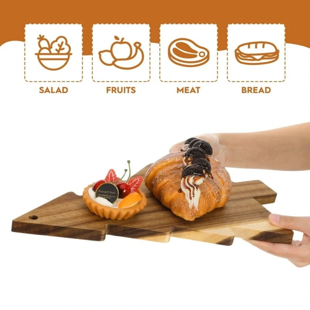 Robert Stanley Home Collection Acacia Wood Tree Charcuterie Board Holiday NWT